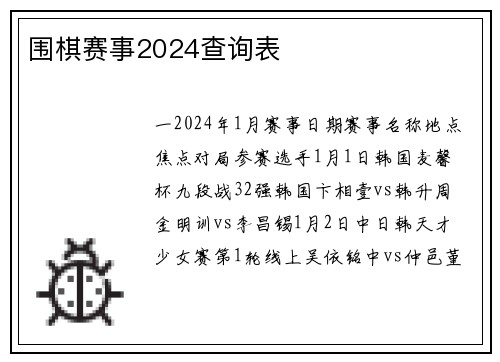 围棋赛事2024查询表